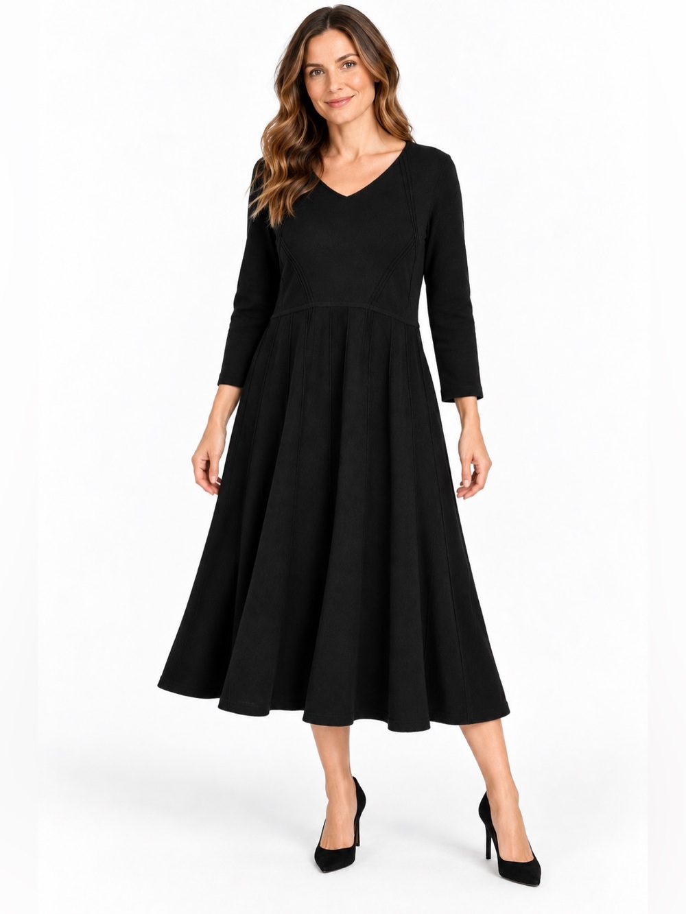 NEW Talbots Black 100% Merino Wool V-Neck Sweater Midi Dress Size XL NWT Holiday